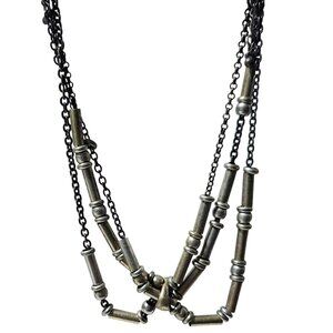 Vintage  Brass Bronze Beaded Multi Strand Necklace Classic Elegant Jewelry